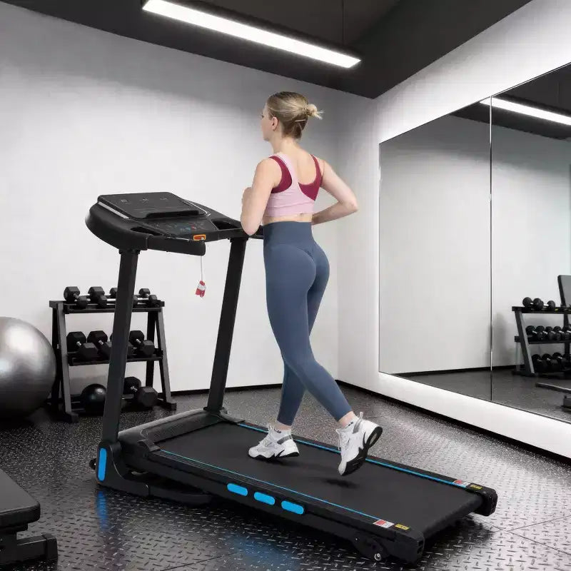 Tapis roulant pieghevole da 3,5 HP per casa con inclinazione, 16 km/h, capacità 158 kg, sensori di frequenza cardiaca, ricarica Type-C e USB, altoparlante Bluetooth