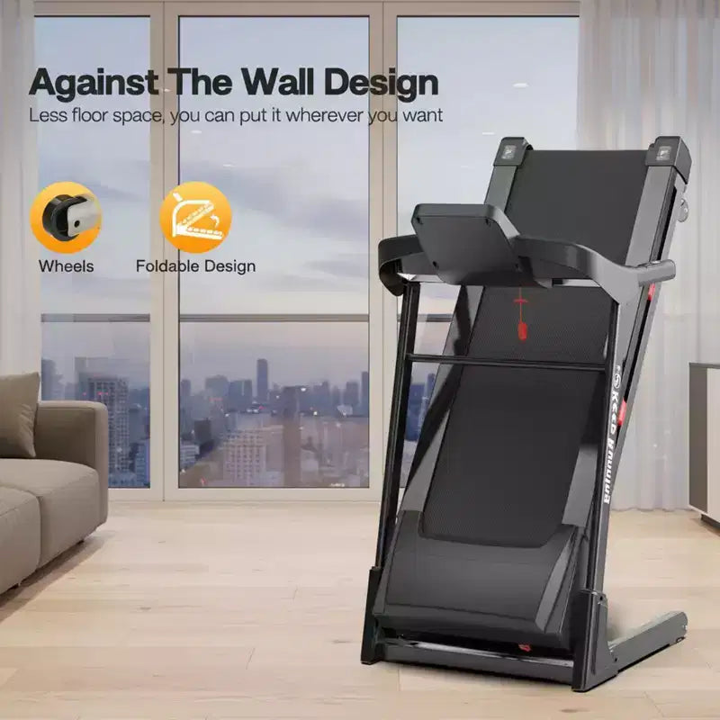 Tapis Roulant Elettrico Pieghevole da 3,5 CV per Casa con Inclinazione Automatica, Ammortizzazione, Sensore di Pulsazioni, Altoparlante Bluetooth e App FITSHOW