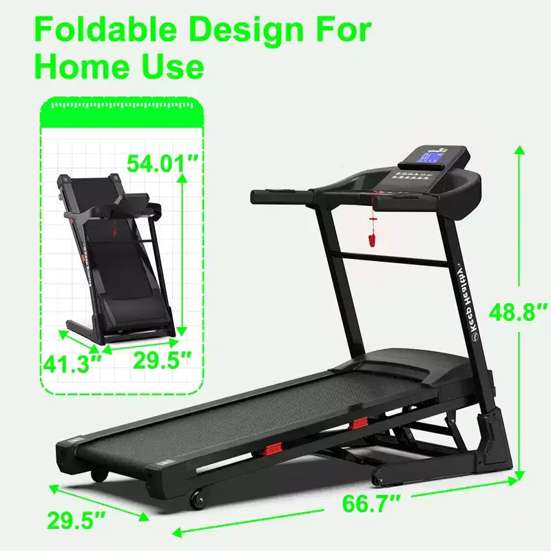 Tapis Roulant Elettrico Pieghevole da 3,5 CV per Casa con Inclinazione Automatica, Ammortizzazione, Sensore di Pulsazioni, Altoparlante Bluetooth e App FITSHOW