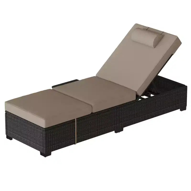 COZONY Set di 2 Sedie a Sdraio da Giardino, Lettini Prendisole da Esterno in Rattan con Schienale Reclinabile Regolabile e Cuscini