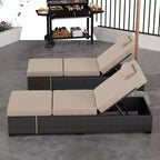 COZONY Set di 2 Sedie a Sdraio da Giardino, Lettini Prendisole da Esterno in Rattan con Schienale Reclinabile Regolabile e Cuscini