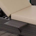 COZONY Set di 2 Sedie a Sdraio da Giardino, Lettini Prendisole da Esterno in Rattan con Schienale Reclinabile Regolabile e Cuscini