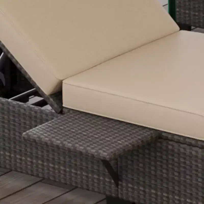 COZONY Set di 2 Sedie a Sdraio da Giardino, Lettini Prendisole da Esterno in Rattan con Schienale Reclinabile Regolabile e Cuscini