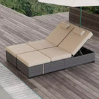 COZONY Set di 2 Sedie a Sdraio da Giardino, Lettini Prendisole da Esterno in Rattan con Schienale Reclinabile Regolabile e Cuscini