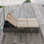 COZONY Set di 2 Sedie a Sdraio da Giardino, Lettini Prendisole da Esterno in Rattan con Schienale Reclinabile Regolabile e Cuscini