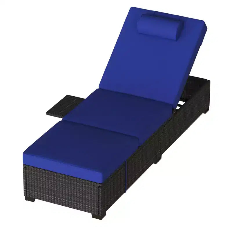 COZONY Set di 2 Sedie a Sdraio da Giardino, Lettini Prendisole da Esterno in Rattan con Schienale Reclinabile Regolabile e Cuscini