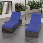 COZONY Set di 2 Sedie a Sdraio da Giardino, Lettini Prendisole da Esterno in Rattan con Schienale Reclinabile Regolabile e Cuscini