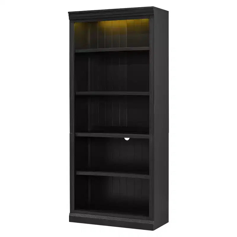 Polibi Tall LED Bookcase with Adjustable Shelves & USB Light Strip