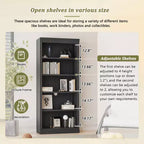 Polibi Tall LED Bookcase with Adjustable Shelves & USB Light Strip