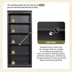Polibi Tall LED Bookcase with Adjustable Shelves & USB Light Strip