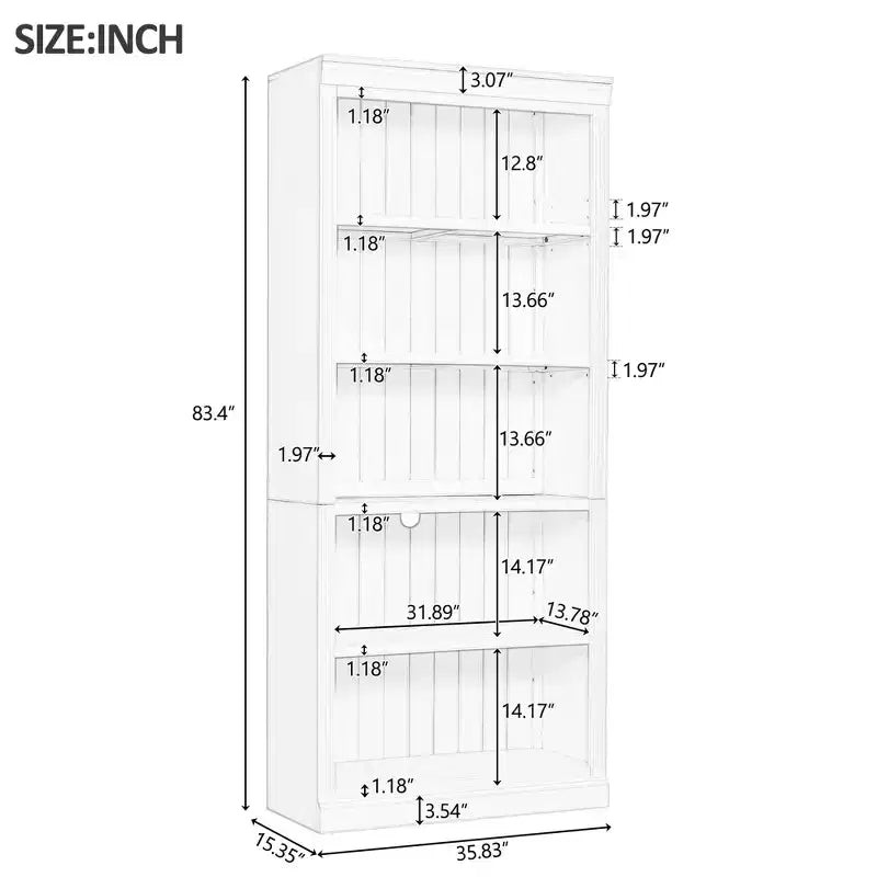Polibi Tall LED Bookcase with Adjustable Shelves & USB Light Strip