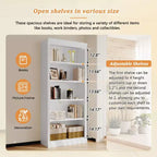 Polibi Tall LED Bookcase with Adjustable Shelves & USB Light Strip