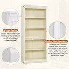 Polibi Tall LED Bookcase with Adjustable Shelves & USB Light Strip