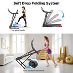 Treadmill for Home, Portable Folding Electric Exercise Treadmill with Adjustable Incline, APP Control, 64 Programs, 300 lb Capacity, 7.5MPH