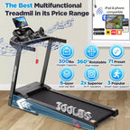 Treadmill for Home, Portable Folding Electric Exercise Treadmill with Adjustable Incline, APP Control, 64 Programs, 300 lb Capacity, 7.5MPH