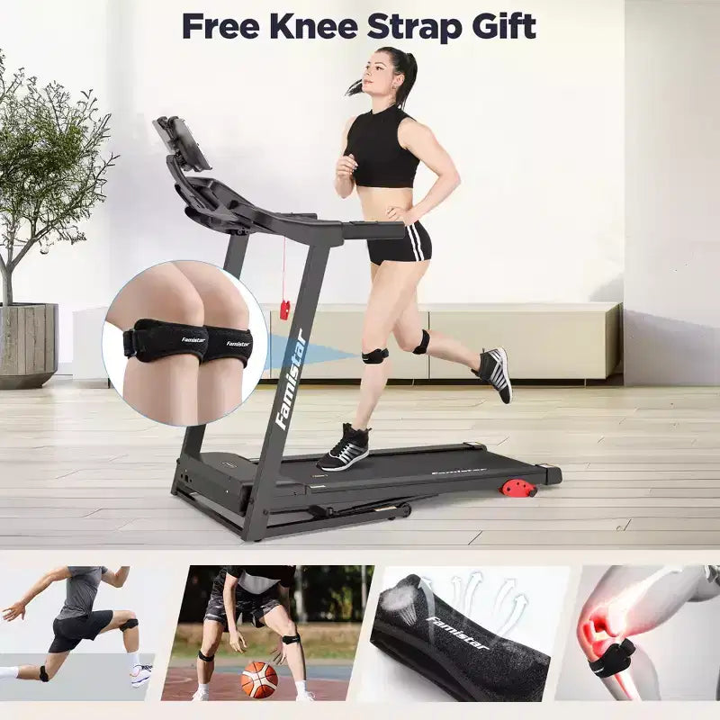 Treadmill for Home, Portable Folding Electric Exercise Treadmill with Adjustable Incline, APP Control, 64 Programs, 300 lb Capacity, 7.5MPH
