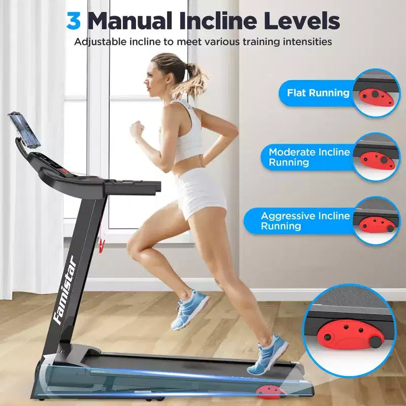 Treadmill for Home, Portable Folding Electric Exercise Treadmill with Adjustable Incline, APP Control, 64 Programs, 300 lb Capacity, 7.5MPH