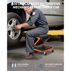 36 Z-Creeper Seat on Wheels, 2-in-1 Foldable Garage Creeper Shop Seat, 6 Swivel Casters, 330 LBS Capacity