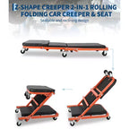 36 Z-Creeper Seat on Wheels, 2-in-1 Foldable Garage Creeper Shop Seat, 6 Swivel Casters, 330 LBS Capacity