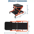 36 Z-Creeper Seat on Wheels, 2-in-1 Foldable Garage Creeper Shop Seat, 6 Swivel Casters, 330 LBS Capacity