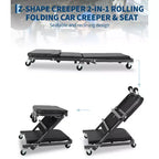 36 Z-Creeper Seat on Wheels, 2-in-1 Foldable Garage Creeper Shop Seat, 6 Swivel Casters, 330 LBS Capacity