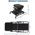36 Z-Creeper Seat on Wheels, 2-in-1 Foldable Garage Creeper Shop Seat, 6 Swivel Casters, 330 LBS Capacity