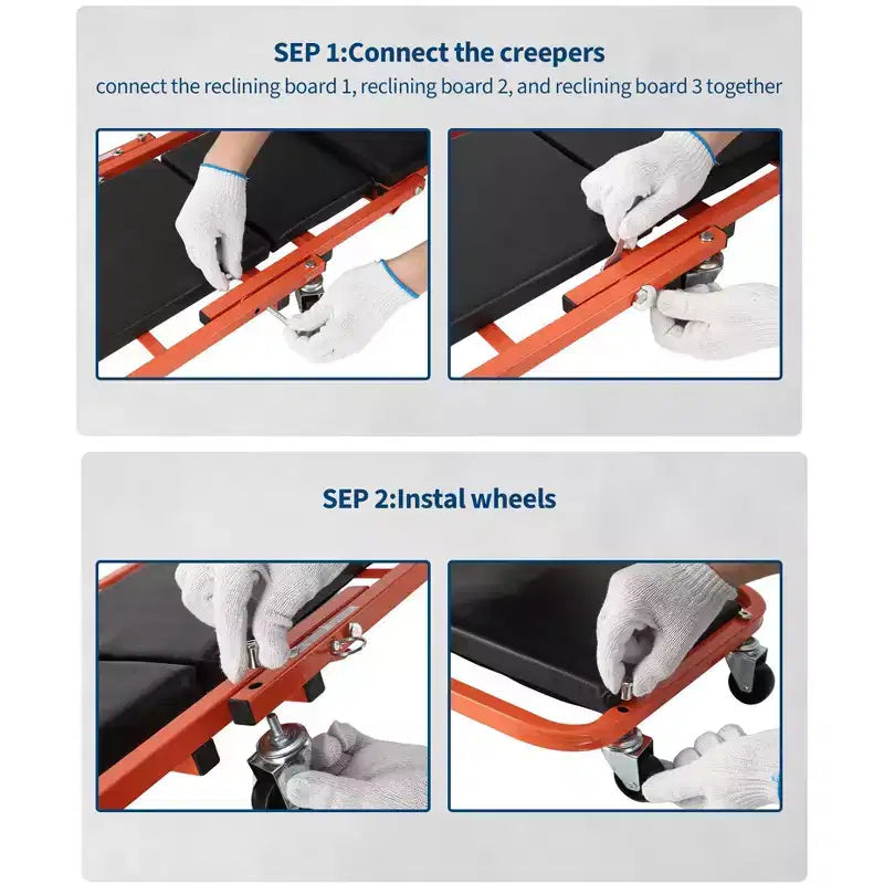 36 Z-Creeper Seat on Wheels, 2-in-1 Foldable Garage Creeper Shop Seat, 6 Swivel Casters, 330 LBS Capacity
