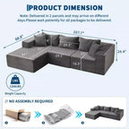 106 Cloud Couch Sectional Sofa with L-Shape Chaise and Memory Foam, 3-Seat Modular Sofa for Living Room, No Assembly Required