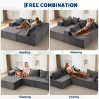 106 Cloud Couch Sectional Sofa with L-Shape Chaise and Memory Foam, 3-Seat Modular Sofa for Living Room, No Assembly Required