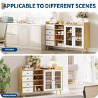 COZONY 55 Mobile Credenza da Fattoria con Ante in Vetro e Ripiani Regolabili, Grande Mobile da Cucina per Bar Caffetteria