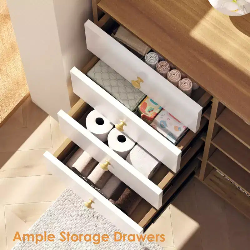 COZONY 55 Mobile Credenza da Fattoria con Ante in Vetro e Ripiani Regolabili, Grande Mobile da Cucina per Bar Caffetteria