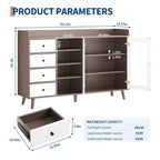 COZONY 55 Mobile Credenza da Fattoria con Ante in Vetro e Ripiani Regolabili, Grande Mobile da Cucina per Bar Caffetteria