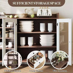 COZONY 55 Mobile Credenza da Fattoria con Ante in Vetro e Ripiani Regolabili, Grande Mobile da Cucina per Bar Caffetteria