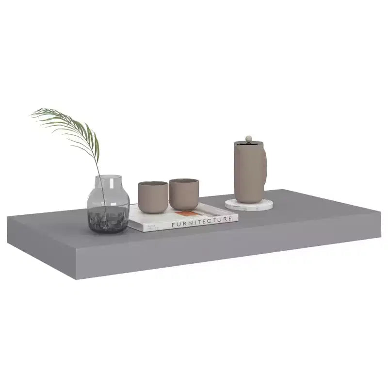 Wall Shelf Set of 2 Grey Honeycomb MDF, metal 19.7 x 9.1 in