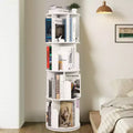 360 Rotating 4-Tier Bookshelf - Wooden Floor Standing Display Rack, Narrow Corner Organizer for Living Room, Study, Bedroom