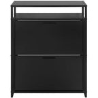 eHemco 2-Door Shoe Cabinet with Shelf, Modern Storage Organizer, Black Metal Frame, 2 Flip Drawers