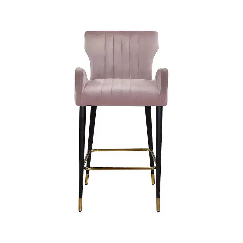 Meridian Furniture,Luxe Pink Velvet Stool, Set of 2