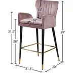Meridian Furniture,Luxe Pink Velvet Stool, Set of 2