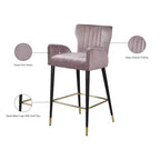 Meridian Furniture,Luxe Pink Velvet Stool, Set of 2