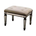 HomeRoots 25 Chocolate And Ivory Upholstered 100% Cotton Bedroom Bench