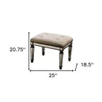 HomeRoots 25 Chocolate And Ivory Upholstered 100% Cotton Bedroom Bench