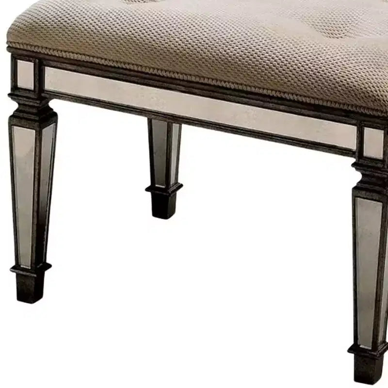 HomeRoots 25 Chocolate And Ivory Upholstered 100% Cotton Bedroom Bench