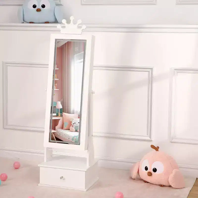 46 Mobile Portagioie per Bambini con Specchio a Figura Intera, Cassetti Portaoggetti e Armadietto Portagioie per Compleanni di Bambini