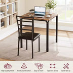 Set di 3 pezzi con tavolo e sedie per cucina/sala da pranzo, set moderno per due, 2 sedie con schienale in metallo, per angolo pranzo, cucina, sala da pranzo