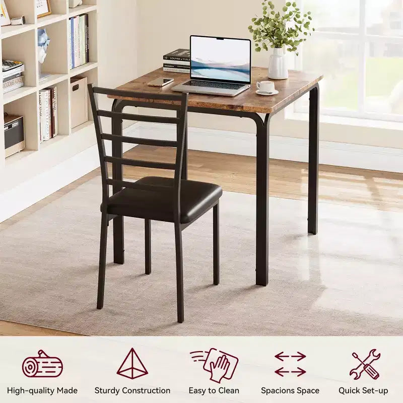 Set di 3 pezzi con tavolo e sedie per cucina/sala da pranzo, set moderno per due, 2 sedie con schienale in metallo, per angolo pranzo, cucina, sala da pranzo