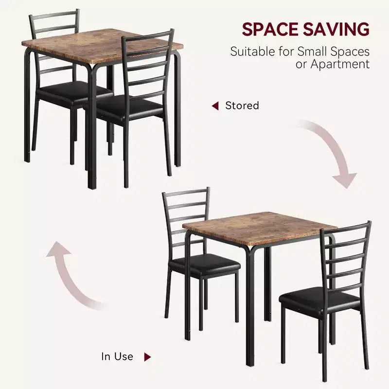 Set di 3 pezzi con tavolo e sedie per cucina/sala da pranzo, set moderno per due, 2 sedie con schienale in metallo, per angolo pranzo, cucina, sala da pranzo