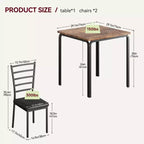 Set di 3 pezzi con tavolo e sedie per cucina/sala da pranzo, set moderno per due, 2 sedie con schienale in metallo, per angolo pranzo, cucina, sala da pranzo