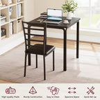Set di 3 pezzi con tavolo e sedie per cucina/sala da pranzo, set moderno per due, 2 sedie con schienale in metallo, per angolo pranzo, cucina, sala da pranzo