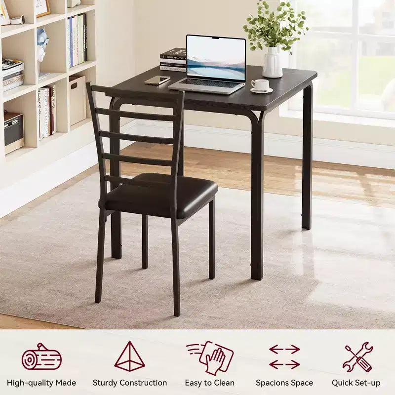 Set di 3 pezzi con tavolo e sedie per cucina/sala da pranzo, set moderno per due, 2 sedie con schienale in metallo, per angolo pranzo, cucina, sala da pranzo