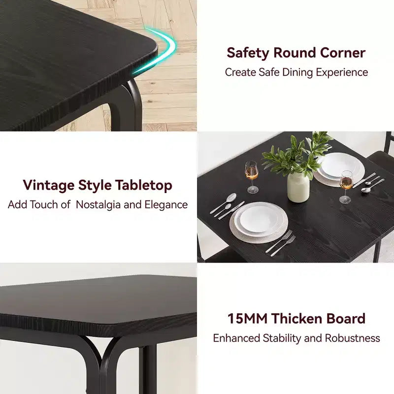 Set di 3 pezzi con tavolo e sedie per cucina/sala da pranzo, set moderno per due, 2 sedie con schienale in metallo, per angolo pranzo, cucina, sala da pranzo